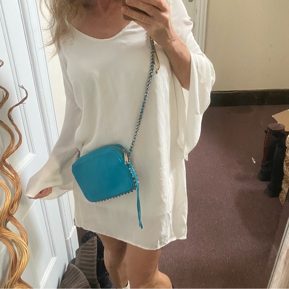 Rebecca Minkoff Studded Turquoise Crossbody Leather Bag - Picture 8 of 10